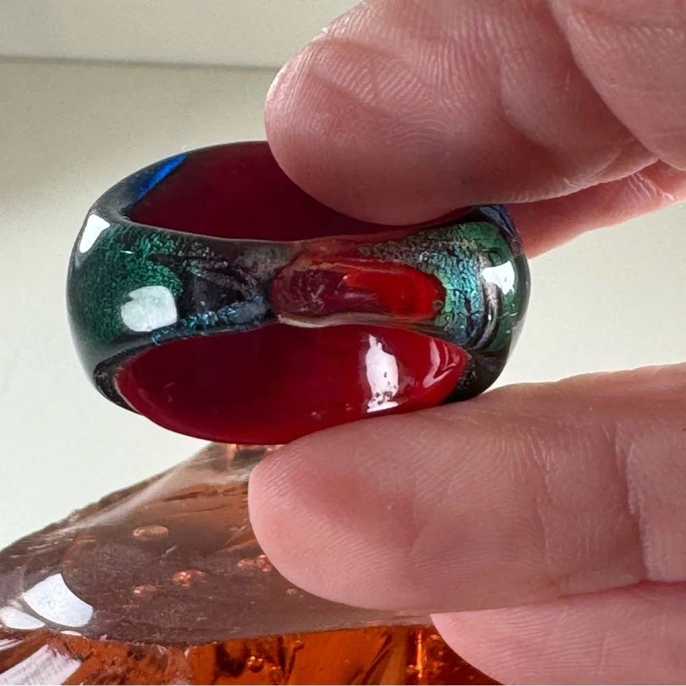 Colorful Glass Murano like Ring size 8